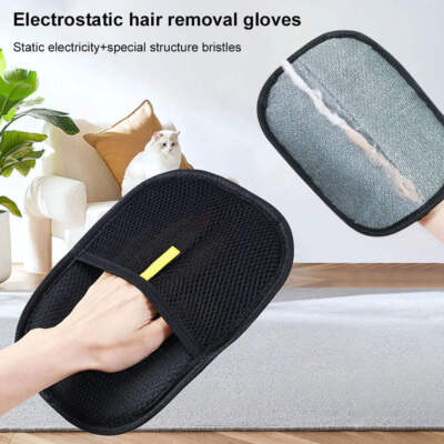 Pet Grooming Deshedding Gloves - Brush for Dogs, Cats & Rabbits with All Hair Ty
