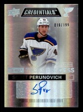 2021-22 UD Credentials Debut Ticket Access #134 Scott Perunovich Auto #/199