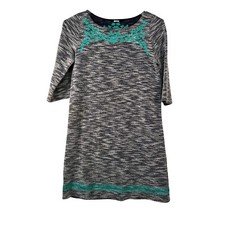 THML Anthropologie Embroidered Dress Women  s Large White Turquoise Blue Boho