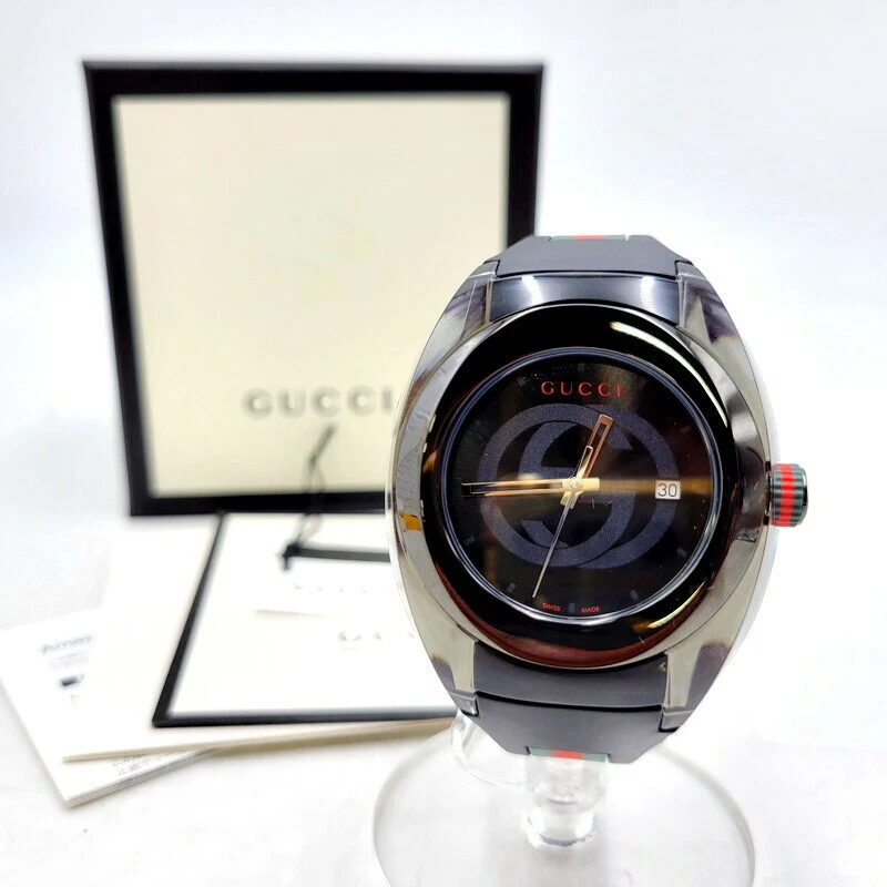 Montre d'occasion homme femme GUCCI 137.1 YA137107A évier quartz caoutchouc ceinture 183