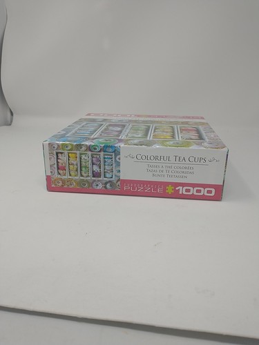 1000pc Jigsaw Puzzle Colorful Tea Cups Eurographics Colorful Cute 100% COMPLETE - Picture 7 of 8