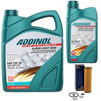 MotoröL Set Addinol 5W-40 Super Light 6 Liter + ÖLfilter FüR Mercedes C-Klasse