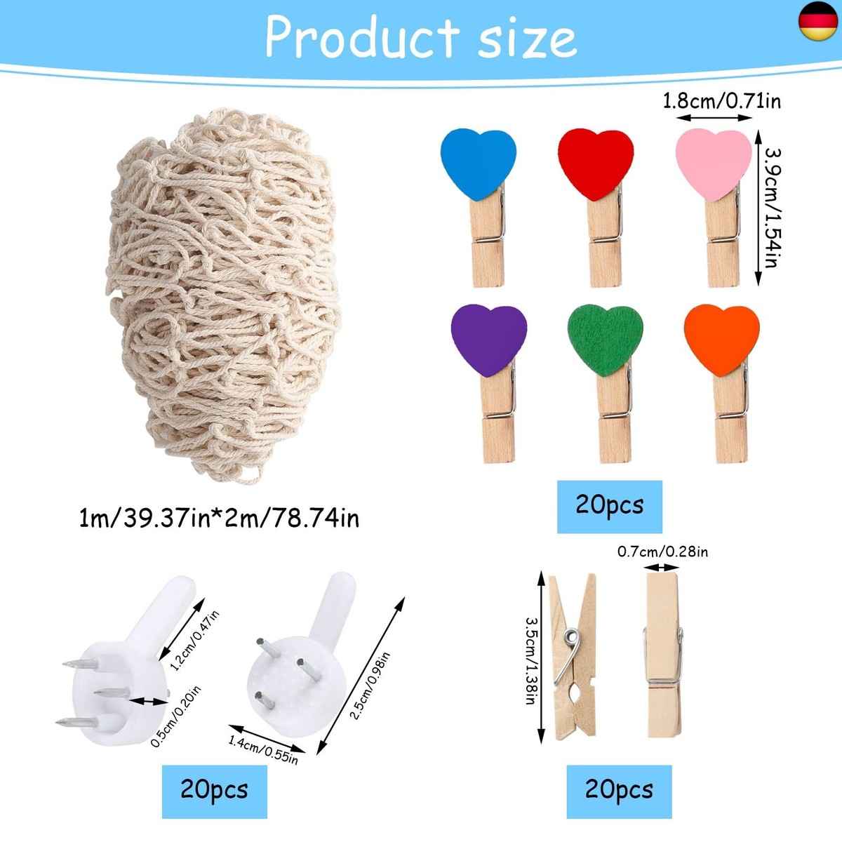 DIY Fotogirlande Set - 40 Teile Mit Rahmen, Klammern & Hanfseil Für Persönliche Wanddekoration