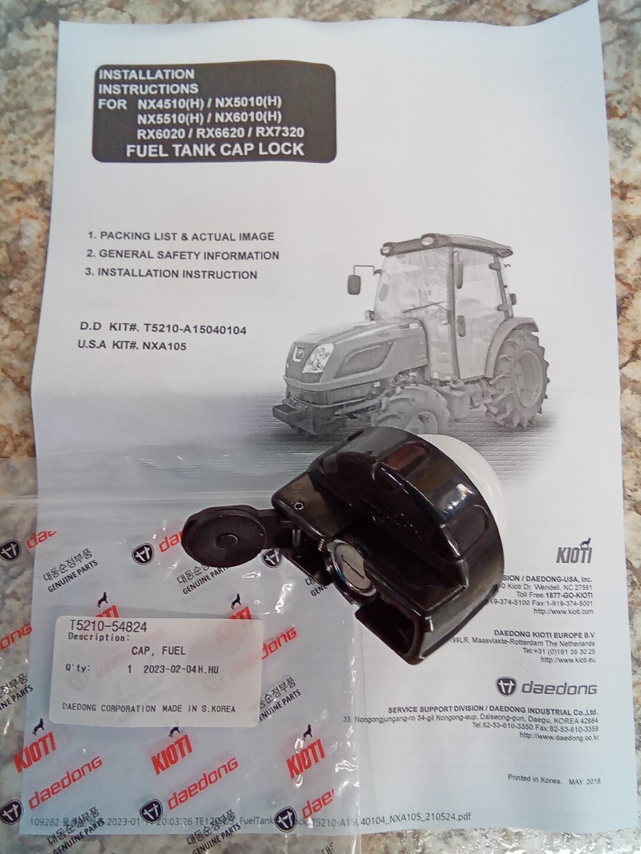 【teket】24fw CT Cap New OEM KIOTI Locking Fuel Cap Assembly Kit T5210-54824 CK