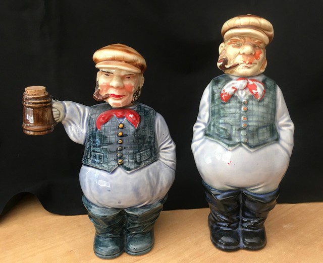 2 Vintage Ceramic Liquor Decanters MAN WITH PIPE Figural WHISKEY eBay