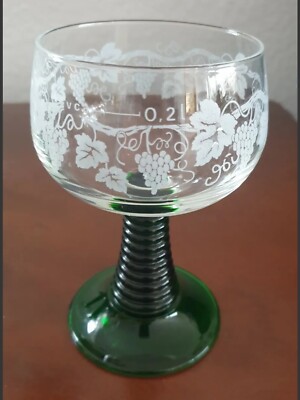 1-12 Luminarc Wein Glas Römer Weinlaub 0,2 l geeicht grün 70er France Top Elsass
