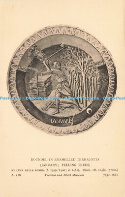 R216499 Rondell in emailliertem Terrakotta Januar Fäll Bäume von Luca Della Robb