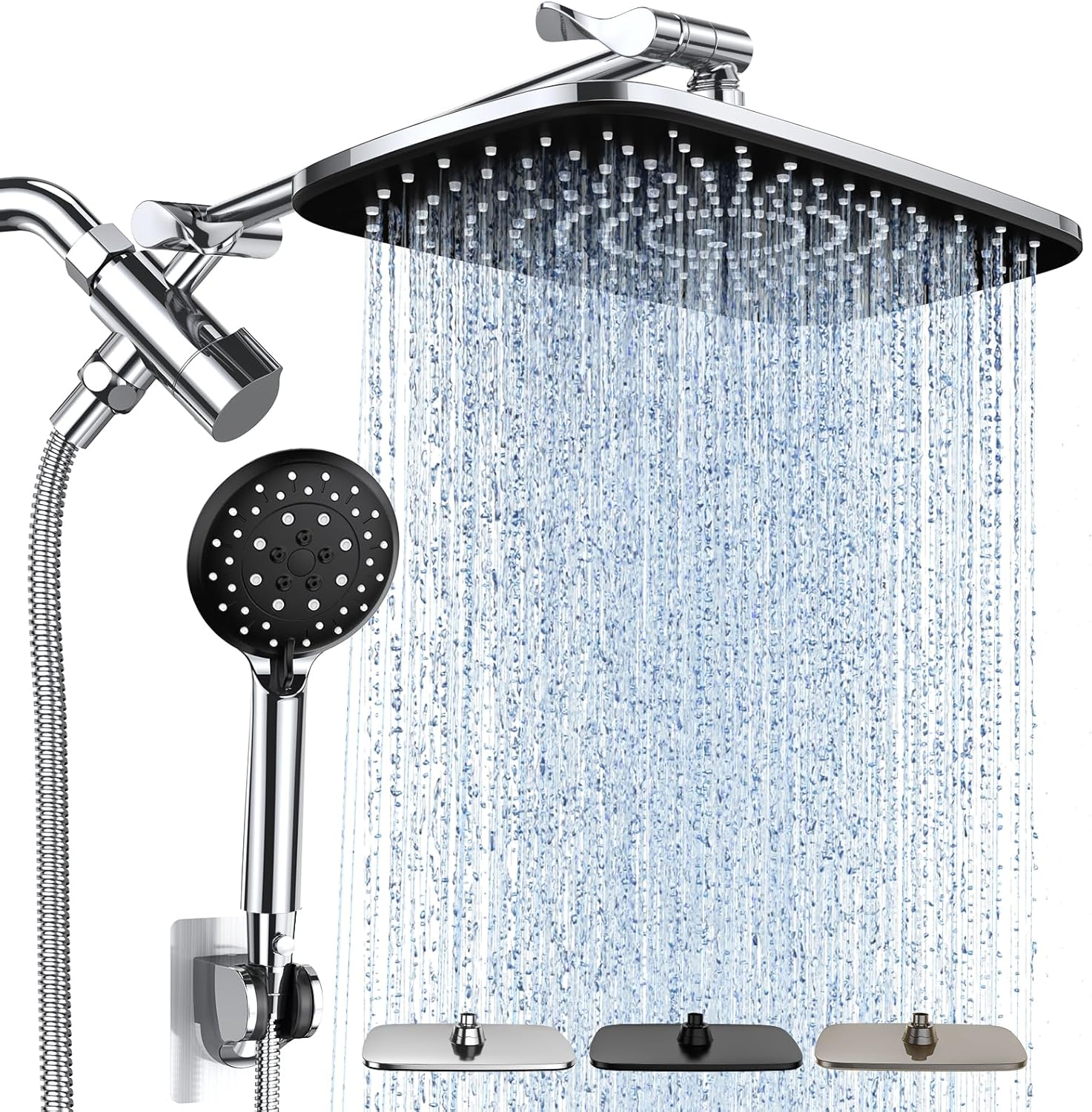 High Pressure Rain Shower Head Combo with Extension Arm and Handheld Sprayer