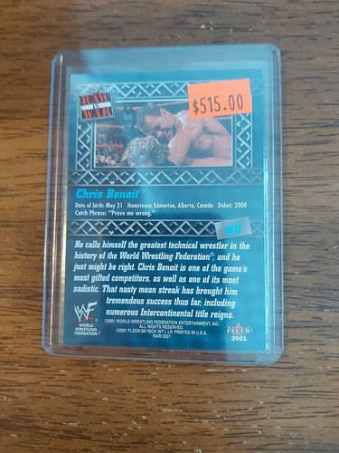 2001 Fleer Raw Is War WWF Wrestling Chris Benoit Hand Signed Card #43 - Picture 2 of 2