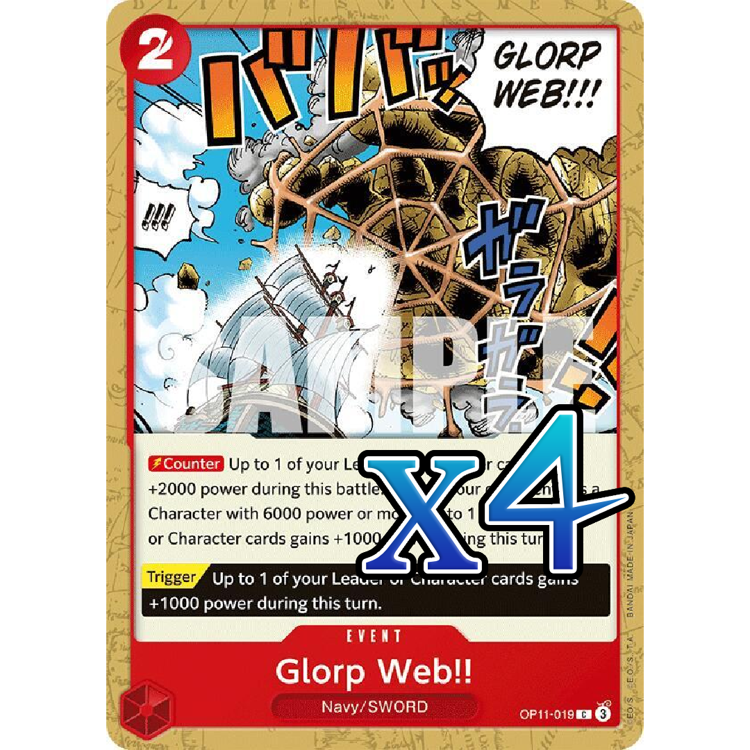 4X Glorp Web!! OP11-019 Common A Fist of Divine Speed NM One Piece