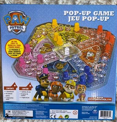 NEW Paw Patrol Marshall Chase Skye Je Pop Up Game Dice Popper Game Board  Ages 4+