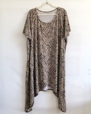 Jessica London Womens Beige Asymmetric Hem Abstract Print A-line Dress Sz 30/32