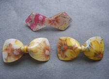 Three large retro hair barrettes 1980s bow theme NO US IMPORT FEES