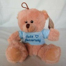 Plüsch Bär mit T-Shirt "Gute Besserung" 17 cm in blau & pink  morgenroth NEU