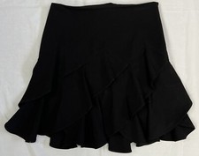 CACHE Polyester Blend Black Asymmetrical Tiers Skirt Zip Closure Size 0