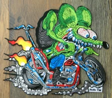 Licensed Ed Roth Rat Fink on Motorcycle Patch, Large 12" Jacket Back