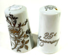 Vintage Porcelain 25th Anniversary Salt And Pepper Shakers — photo 4