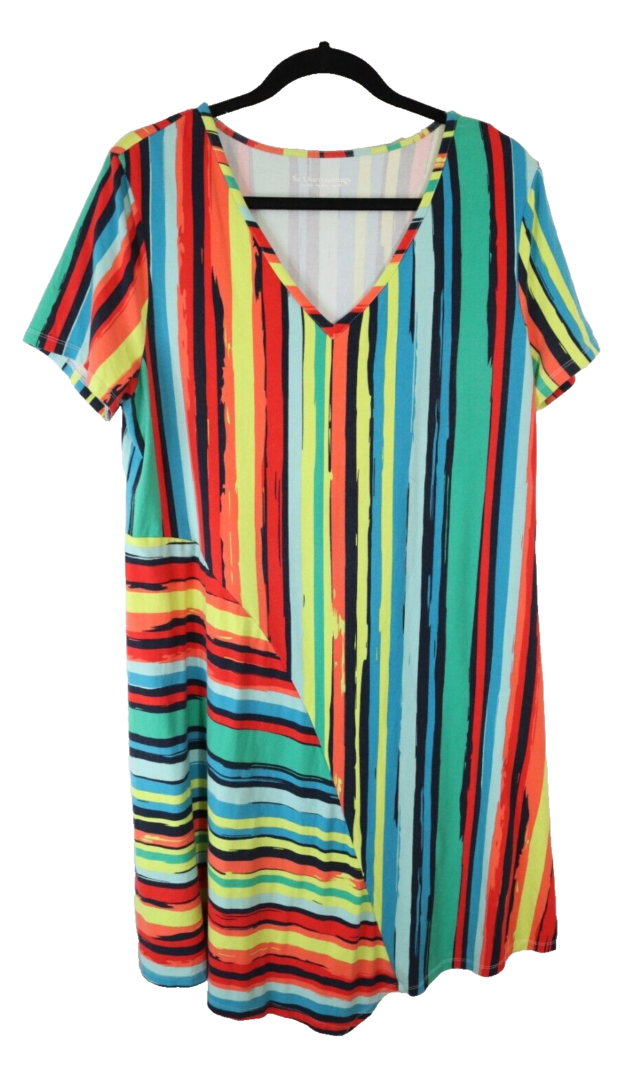 Soft Surrounding Multicolor Dress A-Line V Bottom Short Sleeve (9)