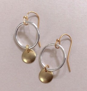 Authentic Silver / Gold plated Artisan Sundance Charm Circle Disc minimalist Earrings