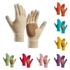Women Knitted Crochet Warm Full Finger Gloves Thermal Thick Touch Screen Gloves