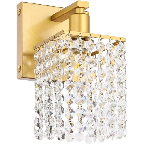 Crystal Wall Sconce Light Fixture Bathroom Vanity Foyer Dining Room Brass Color - Picture 6 of 12
