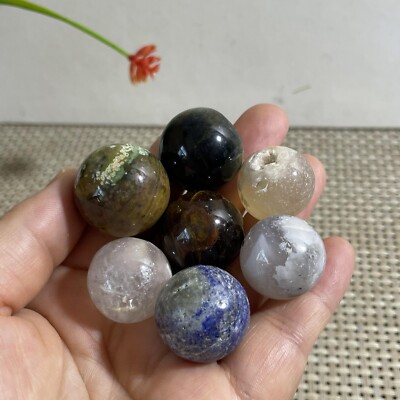 7pc 106g Various stone polished fish tank decorations damaged during cutting