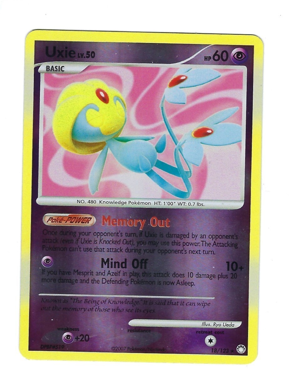 Pokémon TCG Uxie Mysterious Treasures 18/123 Reverse Holo Holo Rare UNPLAYED