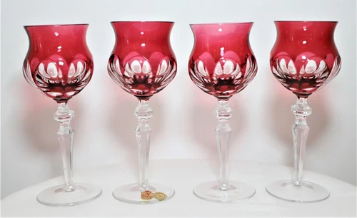 4 x NACHTMANN ROEMER CRYSTAL MARILYN Pink Wine glasses goblets 8.5 inch 22 cm