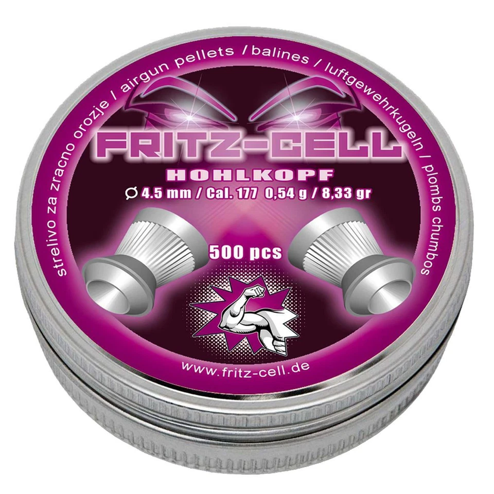 1 x 500 Fritz-Cell Hohlkopf 4,5 mm Diabolos für Luftgewehr, Luftpistole