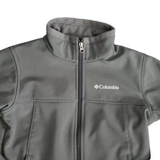 Columbia Youth Size Medium Polyester Jacket Coat Gray Mock Collar Rainwear