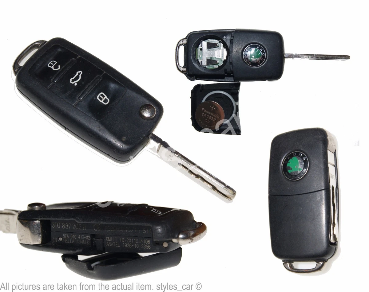 Genuine Skoda VW Volkswagen Seat Ford 3 Button Flip Key Fob 