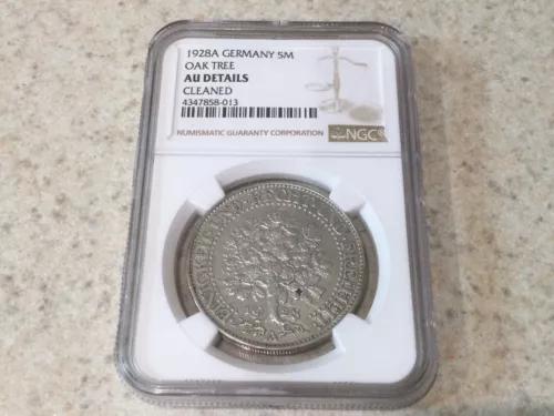 Germany 1928A 5 Mark Oak Tree Commemorative. NGC AU Details