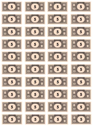 Monopoly Dinero 5's 2025 Cash Genuino Oficial Cinco Dólar Notas 10-40 Paquete - Imagen 10 de 10