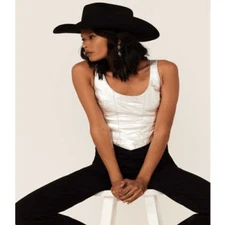 NWT Boot Barn Understated Leather metallic Mustang silver bustier coreset S