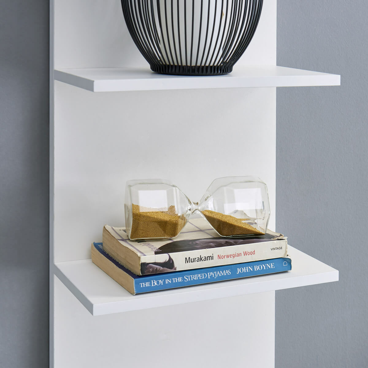 Contemporary&nbsp;Laminated MDF White Five Tier Wide Column Wall Shelf Home Decor