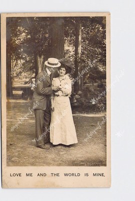 RPPC Real Photo Postcard Love Me And The World Is Mine' Man And Woman Walk In Wo