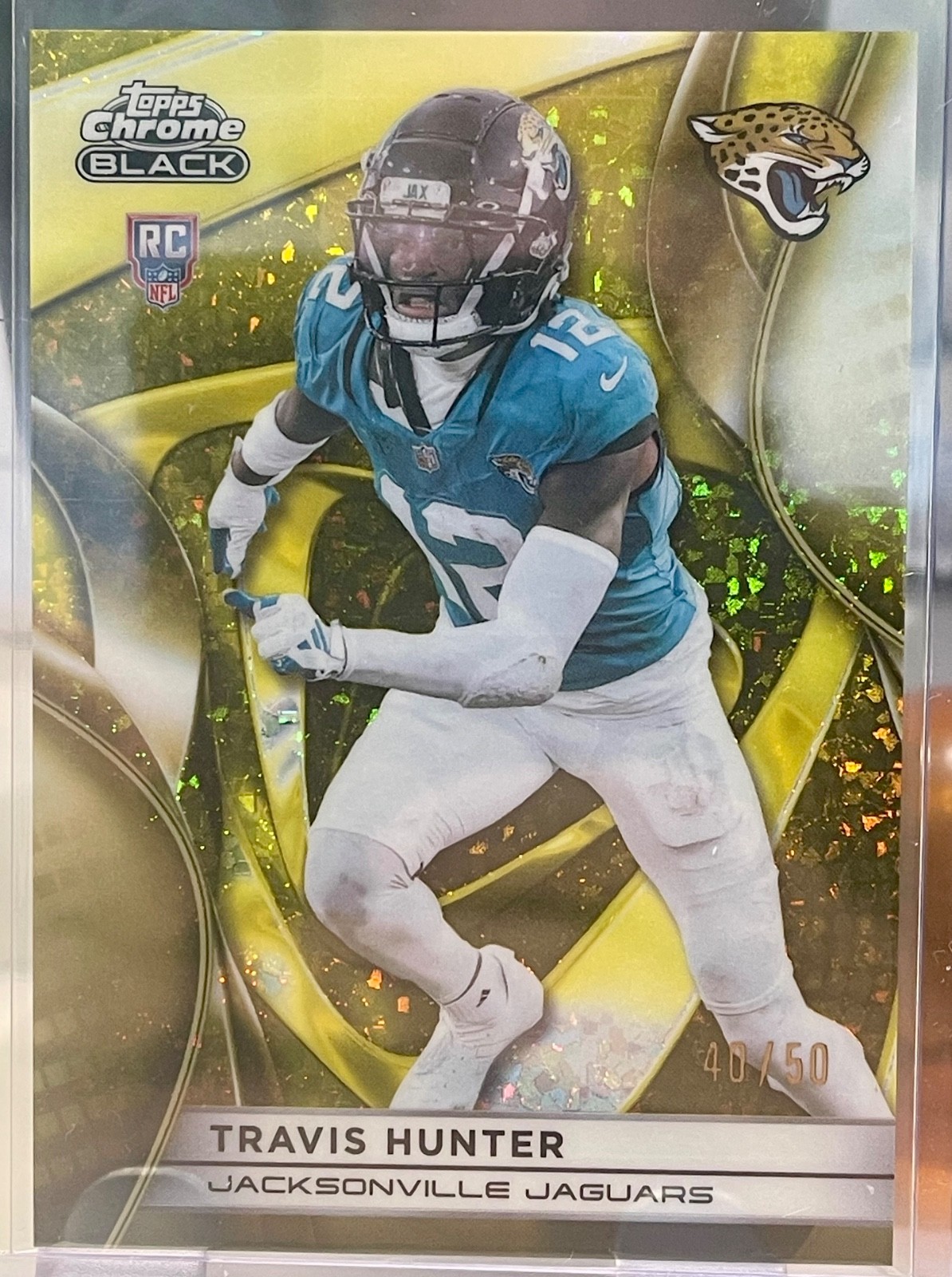Topps Chrome Black Travis Hunter Gold Mini-Diamond RC /50