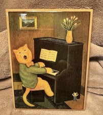 Cat Playing Piano Art Tile Mouse Singing Loun...