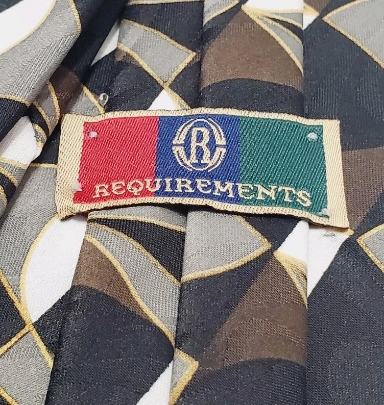 Requirements 领带棕色和灰色几何图案男式领带 59x4 — 第 3/4 张图片