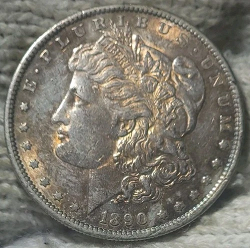 1890-s Morgan Silver Dollar Almost Uncirculated Toned