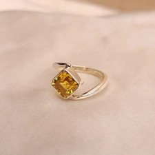 Cushion Citrine Gemstone 925 Sterling Silver Handmade Citrine Engagement Ring,