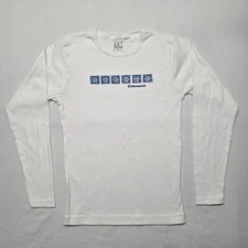 Vintage Sorensen's Shirt Medium Snowflake Graphic White Long Sleeve Y2K 00s Tee