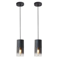 2-Pack Black Pendant Light Fixtures, Adjustable Modern Pendant Lights for Kit...