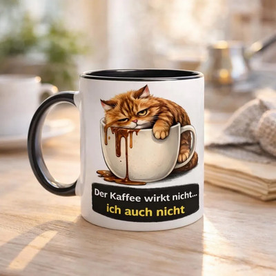 Lustige Kaffee Katze Tasse   Der Kaffee wirkt nicht ich auch nicht   Geschenk