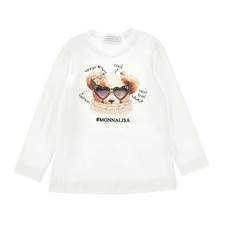 MONNALISA T-shirt bambina panna orsetto Teddy strass occhiali 3 4 6 8 anni