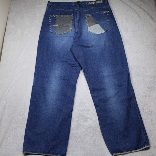 Vintage Akademiks Jeans 40x32 Baggy Wide Leg Double Knee Hip Hop Y2K Streetwear - Picture 12 of 19