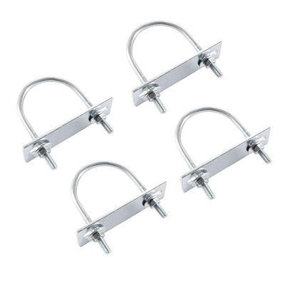 Round U-Bolts 4 Sets 1.97''(50mm) Inner Width 80mm Length Steel M6 with Nut, Plat
