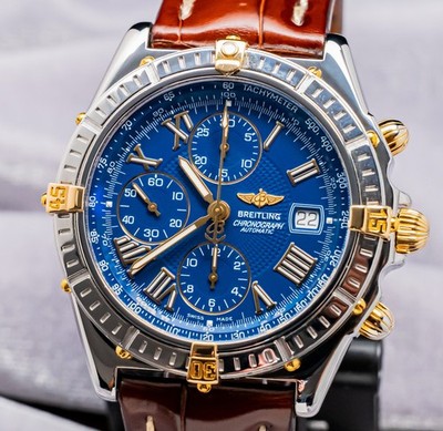 Breitling Crosswind 43 mm Blue Dial Complete Set Yellow Gold Windrider B13055