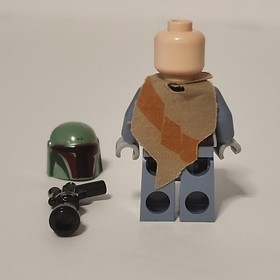 Star Wars Boba Fett Custom Lego Minifigure with Blaster Orange Stripe Cape 75243