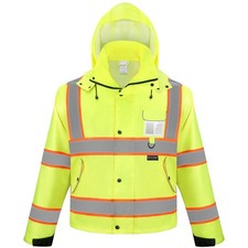 TICONN Reflective Rain Jacket Safety Jacket, Waterproof Hi Vis Rain Coat, Cla...
